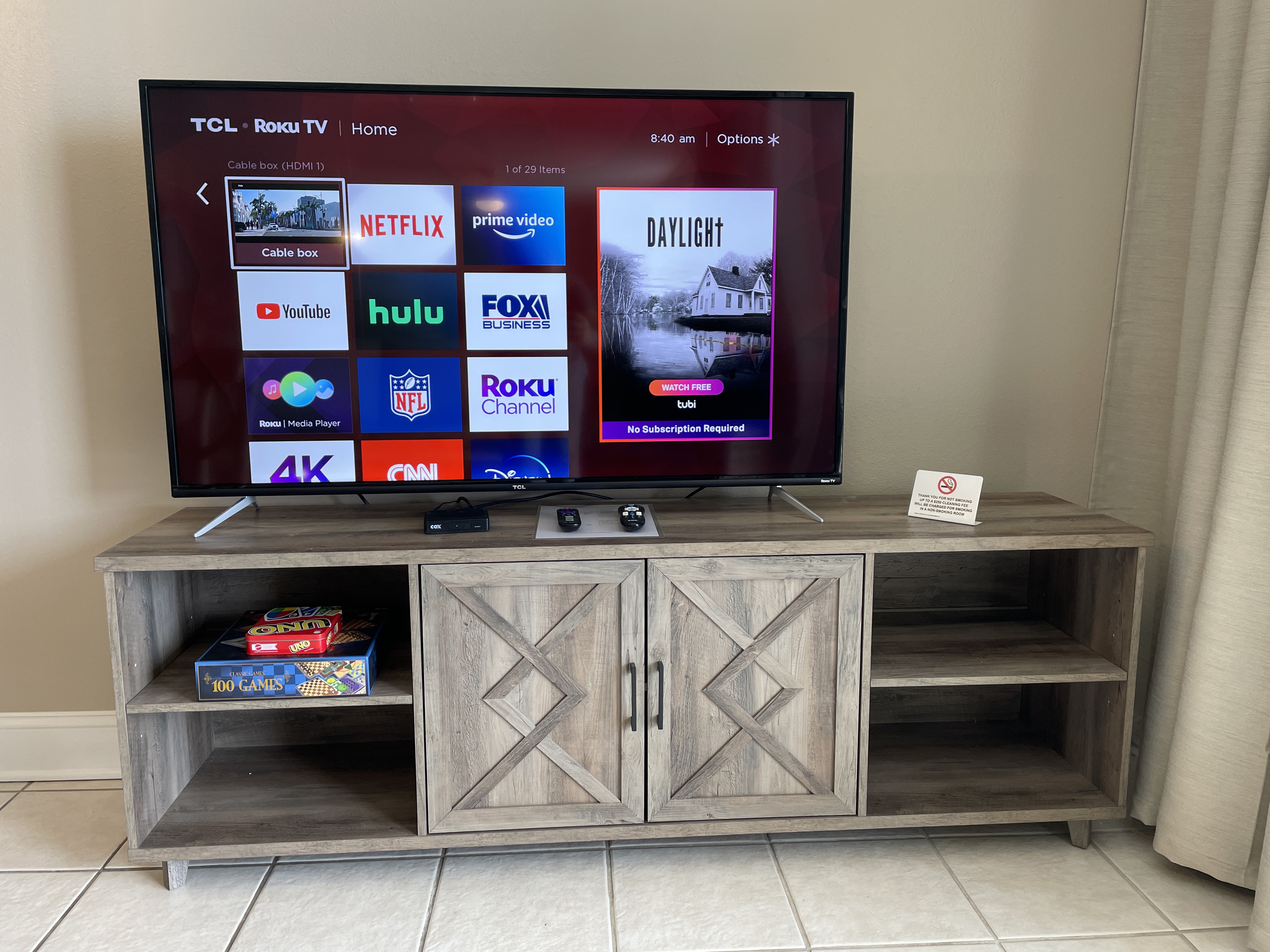 55" HDTV with Cable, Netflix