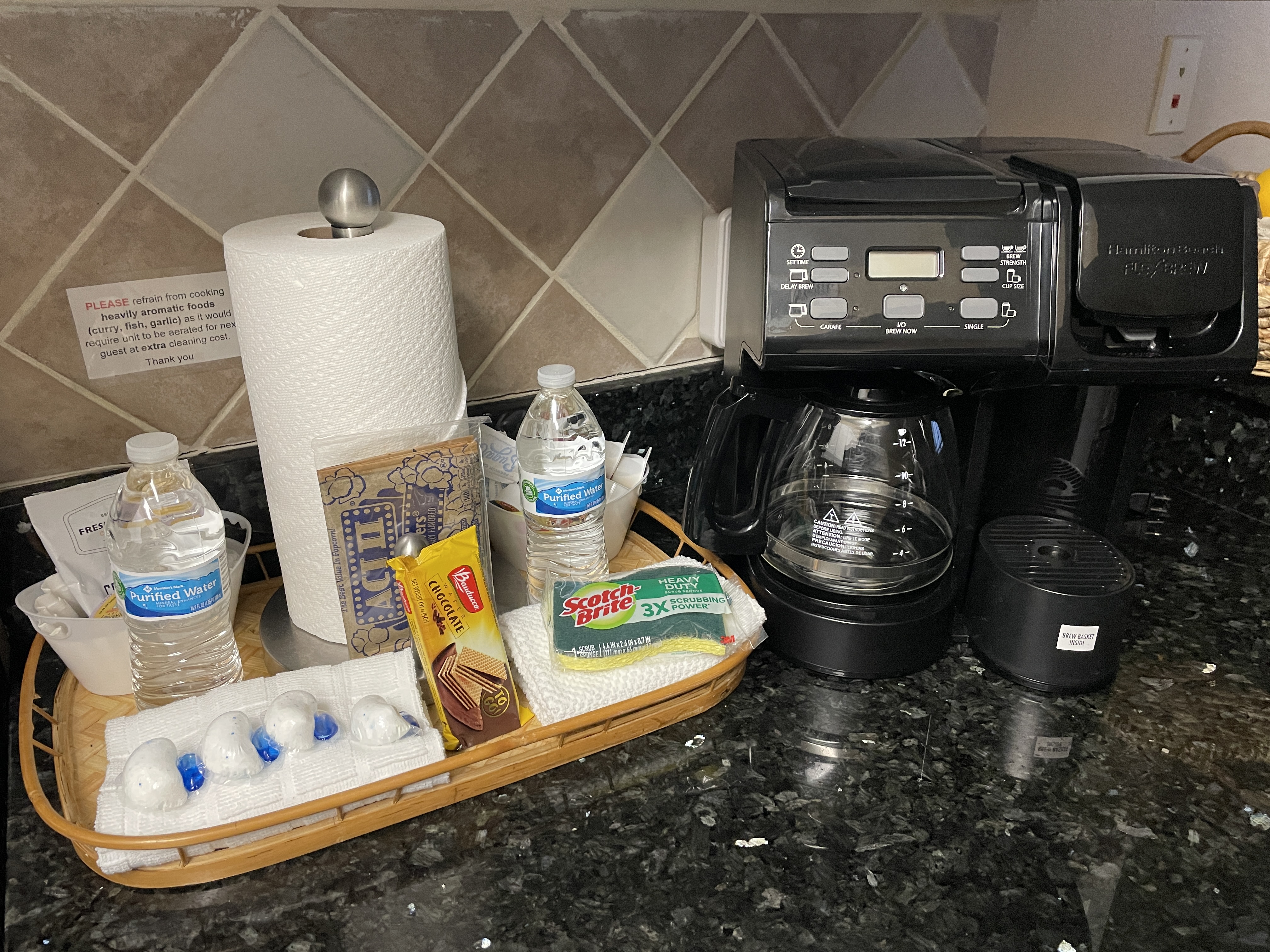 Dual coffee maker and initial supplies