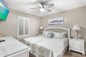 Master bedroom with king bed and 51″ TV Master bedroom with king bed and 51" TV