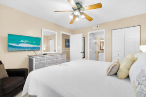Master bedroom with king bed and Smart Cable TV
