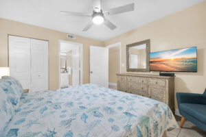 Master bedroom with king bed and Smart Cable TV